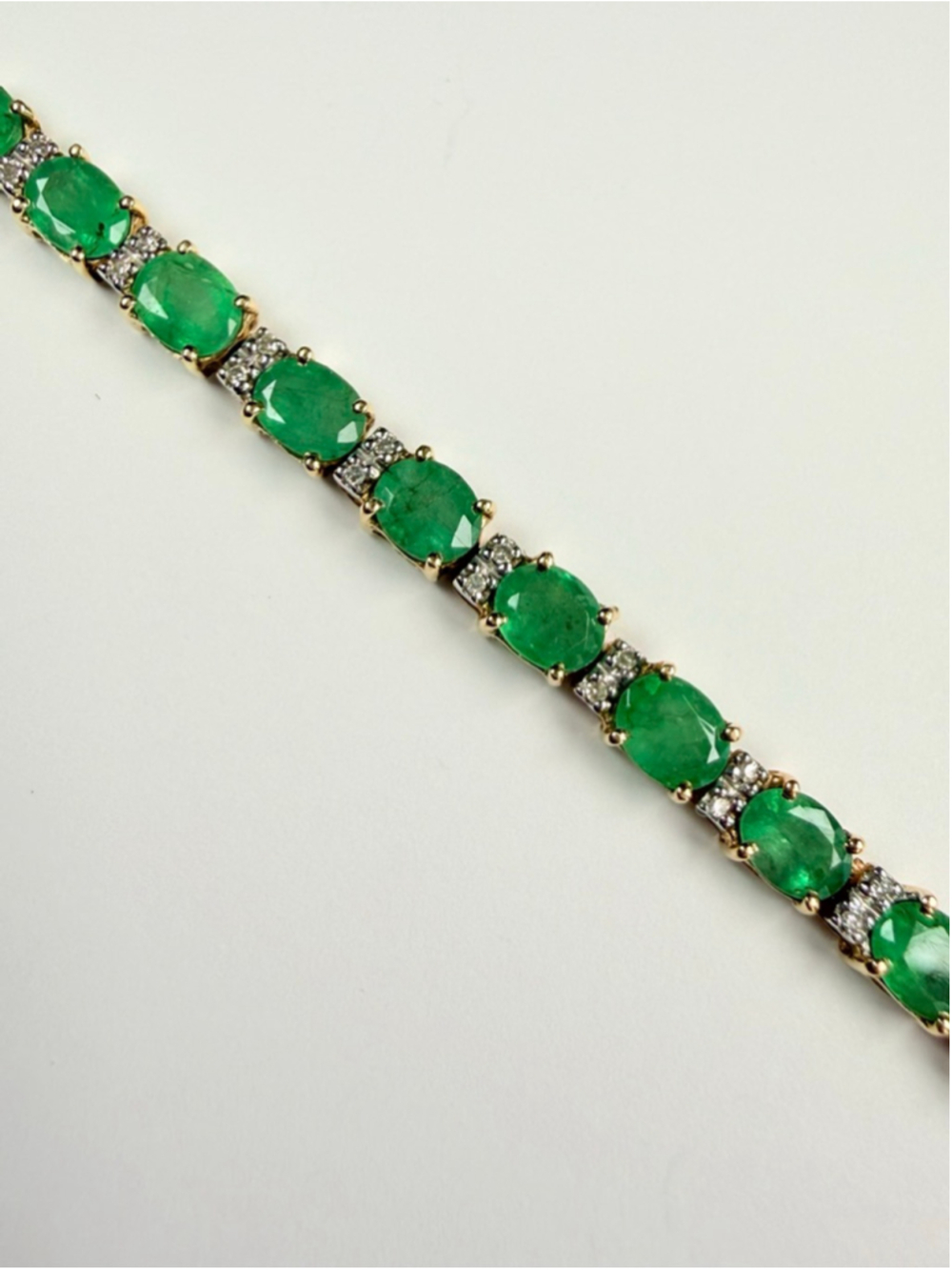 14K Solid Yellow Gold EFFY Colombian Emerald & Diamond Tennis Bracelet $7250 - Picture 6 of 11